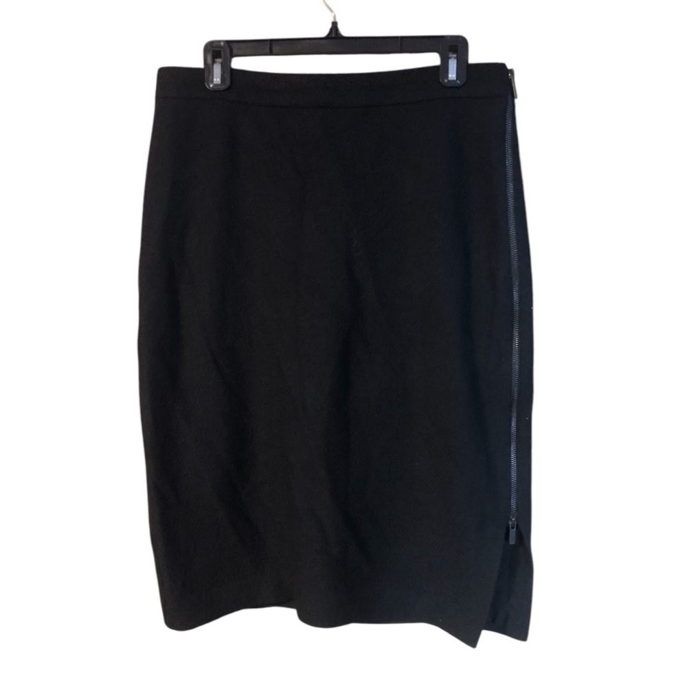 Banana Republic Wool Blend Skirt Boucle Black Side Zip Pencil Fully Lined Sz 12